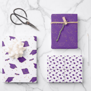 Lila Graduierungspauschale Geschenkpapier Set