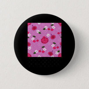 Lila Granatapfel Frucht Kirsche Blumenmuster Daisy Button