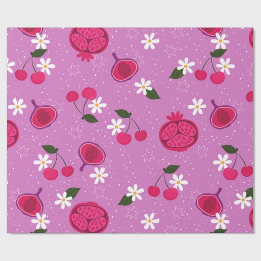 lila Granatapfelfruchthirsche Geschenkpapier (Flach)