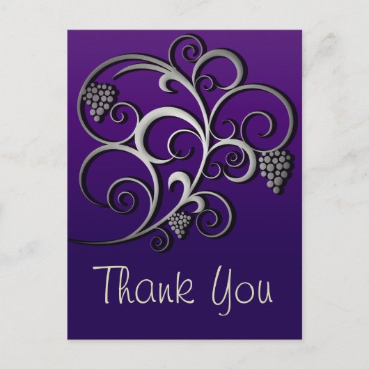 Lila Grapevine & Traubes Retro Kunst, Dichtung und Postkarte (Vorderseite)