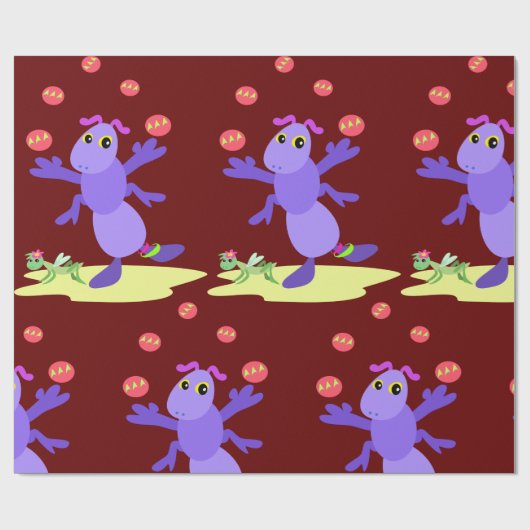 Lila Grasshopper-Guggling-Fun-Kreatur Geschenkpapier (Flach)