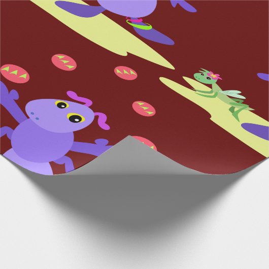 Lila Grasshopper-Guggling-Fun-Kreatur Geschenkpapier (Ecke)