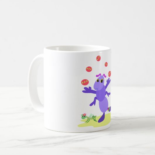 Lila Grasshopper-Guggling-Fun-Kreatur Kaffeetasse (Vorderseite Links)