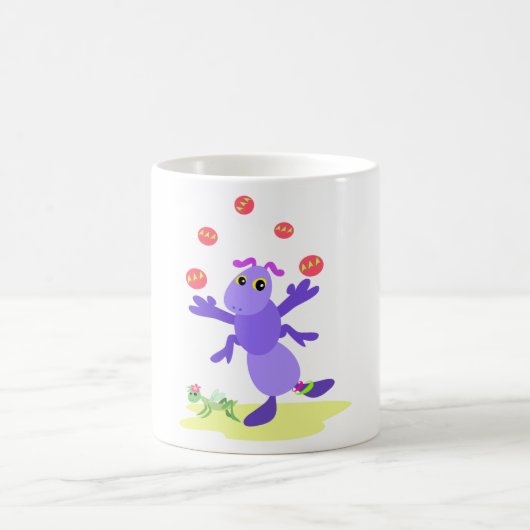 Lila Grasshopper-Guggling-Fun-Kreatur Kaffeetasse (Mittel)