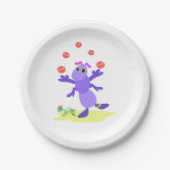 Lila Grasshopper-Guggling-Fun-Kreatur Pappteller (Vorderseite)