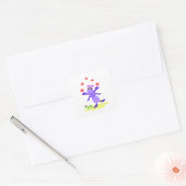 Lila Grasshopper-Guggling-Fun-Kreatur Quadratischer Aufkleber