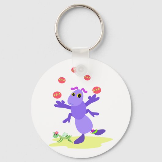Lila Grasshopper-Guggling-Fun-Kreatur Schlüsselanhänger (Vorderseite)