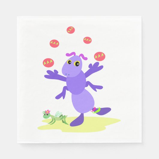 Lila Grasshopper-Guggling-Fun-Kreatur Serviette (Vorderseite)