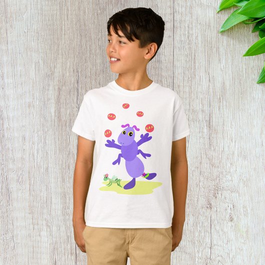 Lila Grasshopper-Guggling-Fun-Kreatur T-Shirt