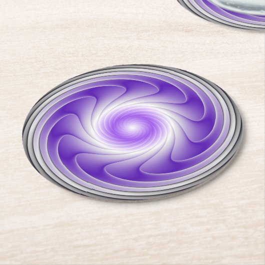 Lila Grau 3D Swirl Modernes Abstraktes Fraktal Kun Runder Pappuntersetzer (Angewinkelt)