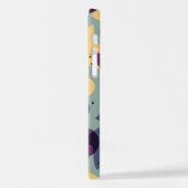 Lila-Grau-Aquamarin-Blaue Orange-Mitteljahrsmuster iPhone Hülle (Linke Seite)