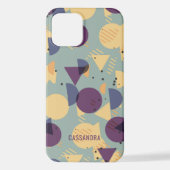 Lila-Grau-Aquamarin-Blaue Orange-Mitteljahrsmuster iPhone Hülle (Rückseite)