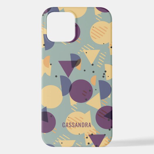 Lila-Grau-Aquamarin-Blaue Orange-Mitteljahrsmuster iPhone Hülle (Rückseite)