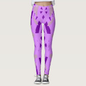 Lila Grau Art Deco Muster Yoga Leggings (Vorderseite)