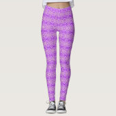 Lila Grau Art Deco Muster Yoga Leggings (Vorderseite)