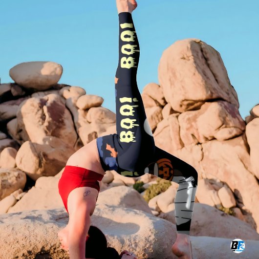 Lila & grau "Boo!" Niedliches Halloween-Party Leggings