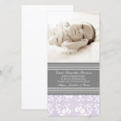 Lila Grau danken Ihnen Baby-Duschen-Foto-Karten Dankeskarte (Vorne/Hinten)