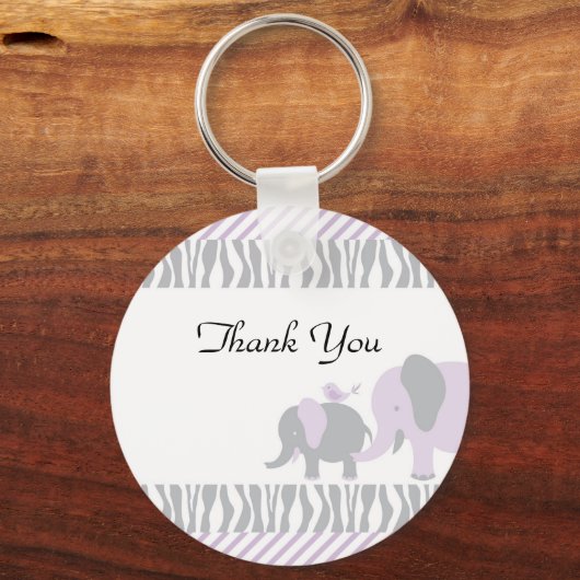 Lila & grau Elephant Schlüsselanhänger (Vorderseite)