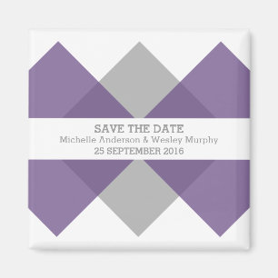 Lila Grau Geometrisches Triade Save the Date Magne Magnet
