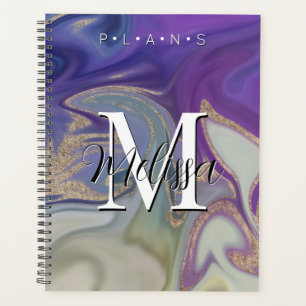 Lila-Grau-Gold-Moderne Monogram-Abstrakter Planer