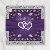 Lila, Grau-Liebe-Herz-Gastgeschenk Hochzeit Geschenkanhänger (Vorderseite)