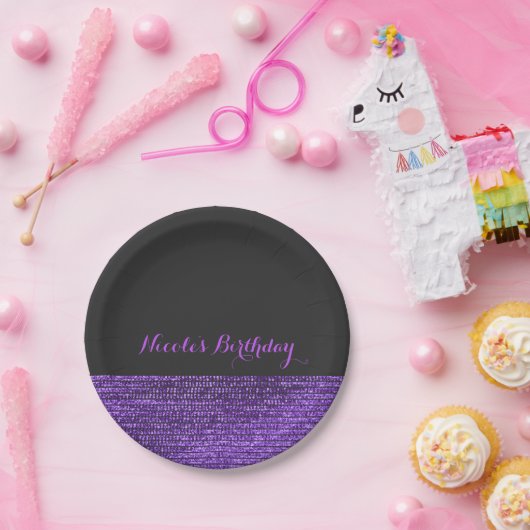 Lila & grau Moderne Glam Sequins Chic Party Pappteller (Party)