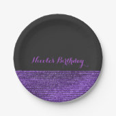 Lila & grau Moderne Glam Sequins Chic Party Pappteller (Vorderseite)