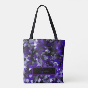 Lila, Grau, Schwarz und Blau Abstract Tasche