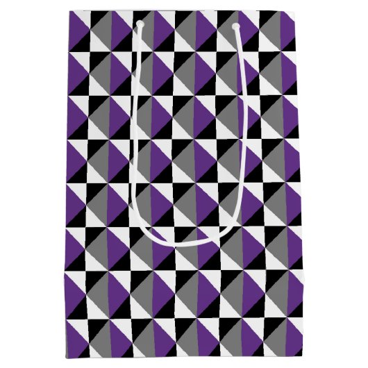Lila, grau, schwarz und weiß und Diamant Mittlere Geschenktüte (Rückseite)