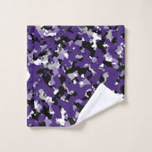 Lila Grau Schwarz-weiß Camouflage Camouflage druck Badhandtuch Set (Waschlappen)