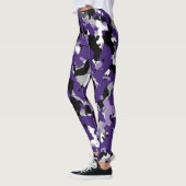 Lila Grau Schwarz-weiß Camouflage Camouflage druck Leggings (Links)