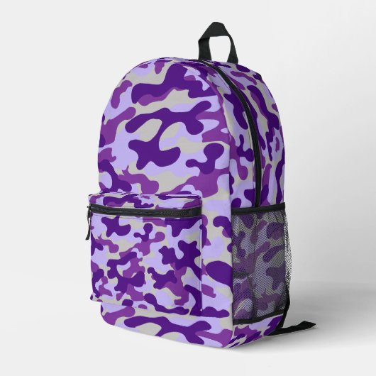 Lila Grau Tarnmuster Bedruckter Rucksack (Rückseitige Ecke Rechts)