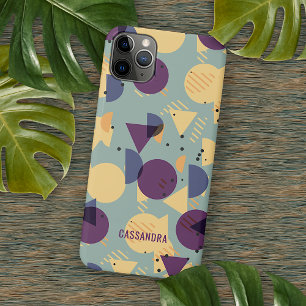 Lila Grau Türkis Blau Orange Midcentury-Muster iPhone 16 Pro Max Hülle