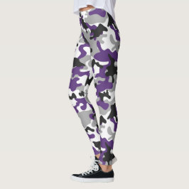 Lila, grau, weiß und schwarz Camouflage Leggings