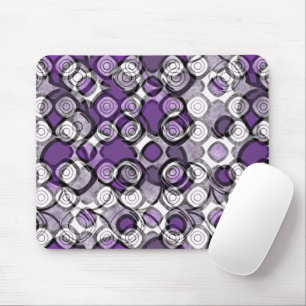 Lila Grau Weiße Abstrakte Schwarze Kreise Mousepad