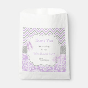 Lila & grau Zickzack Ballerina Babydusche Geschenktütchen