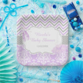 Lila & grau Zickzack Ballerina Babydusche Pappteller (Party)