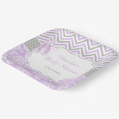 Lila & grau Zickzack Ballerina Babydusche Pappteller (Gewinkelt)