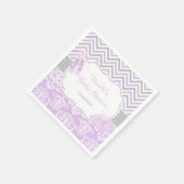 Lila & grau Zickzack Ballerina Babydusche Serviette (Ecke)