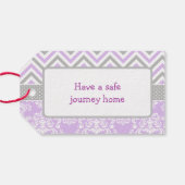 Lila & grau Zickzack Ballerina Danke für Ihr Gesch Geschenkanhänger (Rückseite Horizontal)