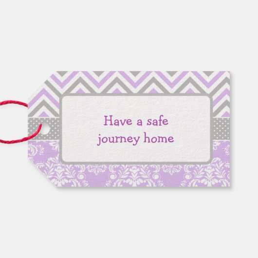 Lila & grau Zickzack Ballerina Danke für Ihr Gesch Geschenkanhänger (Rückseite Horizontal)