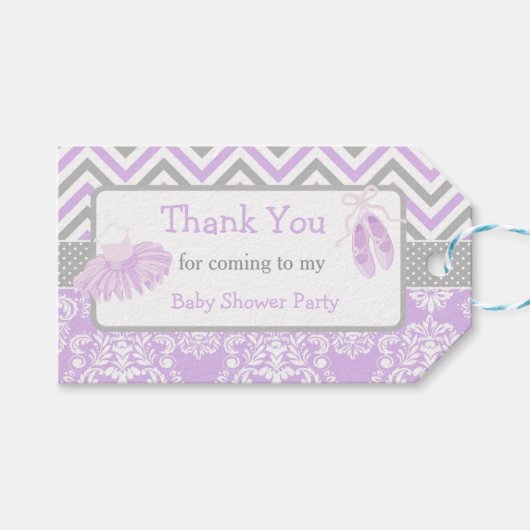 Lila & grau Zickzack Ballerina Danke für Ihr Gesch Geschenkanhänger (Vorderseite (Horizontal))