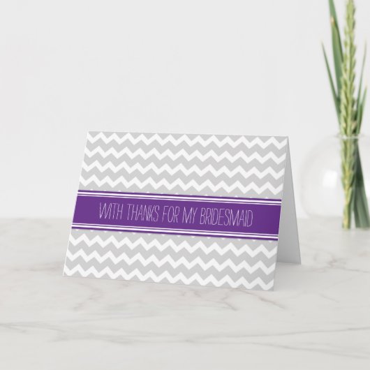 Lila Grau Zickzack Danke Bridesmaid Card (Vorderseite)