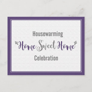 Lila Grau Zuhause Sweet Zuhause Housewärming Party Einladungspostkarte