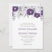 Lila graue Aquarellfarben-Blume Hochzeitsfeiern Einladung (Vorderseite)