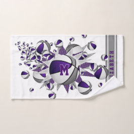 lila graue Basketbälle stern Mädchen mit Monogramm Handtuch