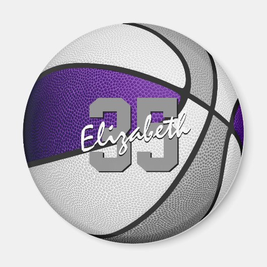 lila graue Basketballfarben Magnet (Vorne)