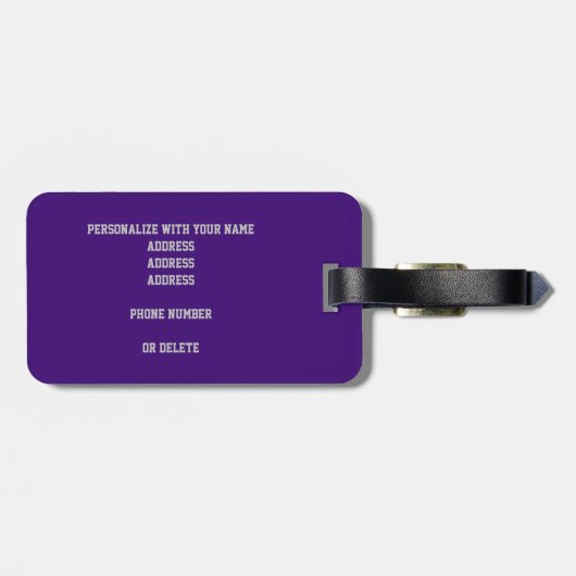 lila graue Basketballmuster - Teamfarben Gepäckanhänger (Rückseite horizontal)