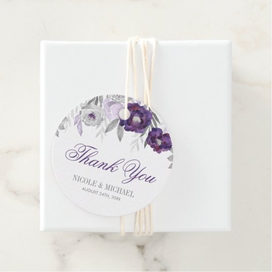 Lila graue Blume Hochzeit Danke Geschenkanhänger (Beispiel)