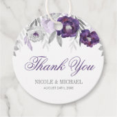 Lila graue Blume Hochzeit Danke Geschenkanhänger (Vorderseite)